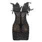 KAYALI Pearl & Rhinestone Embellished Feather Mini Dress