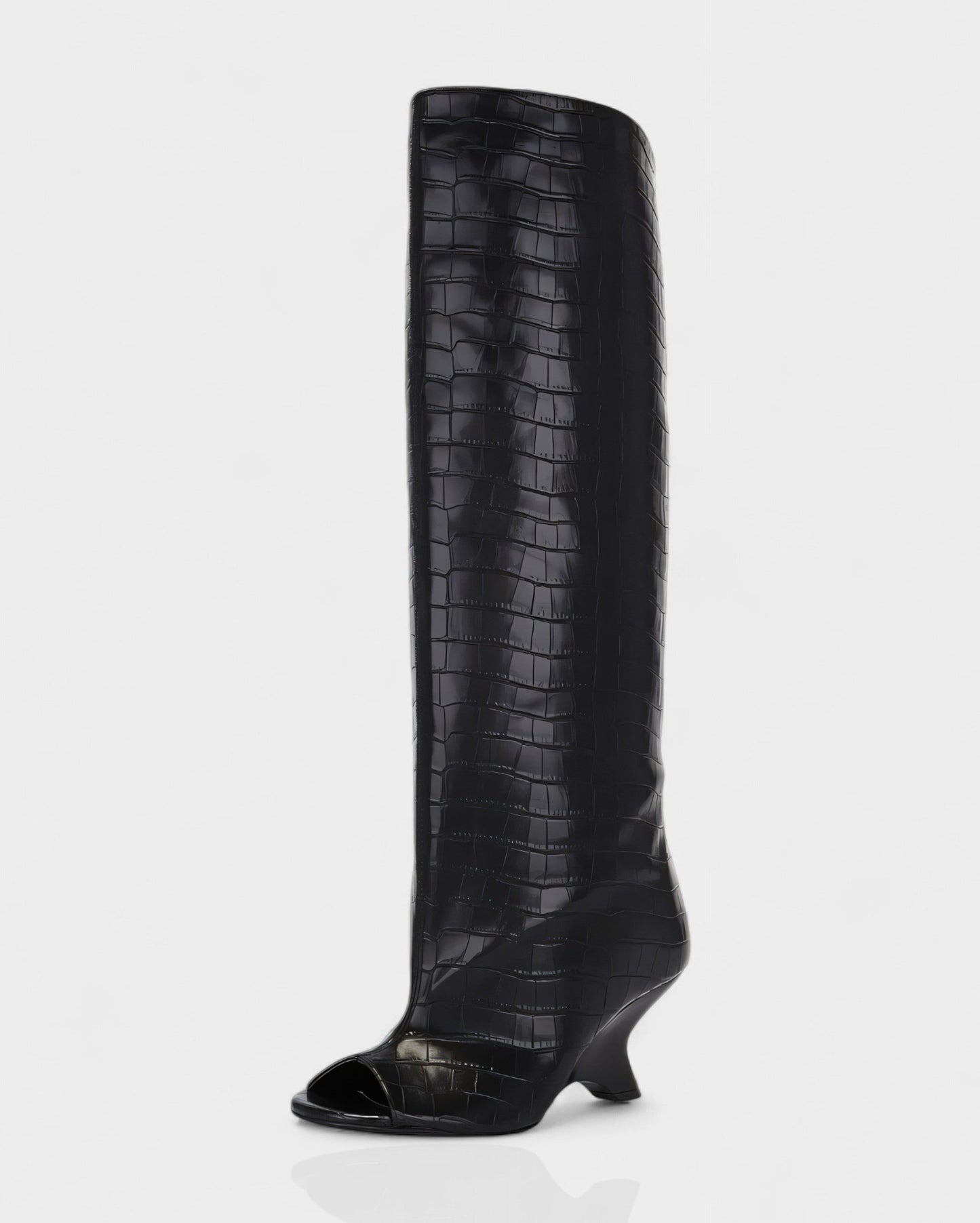 HELIRA Peep Toe Wedge Knee High Boots