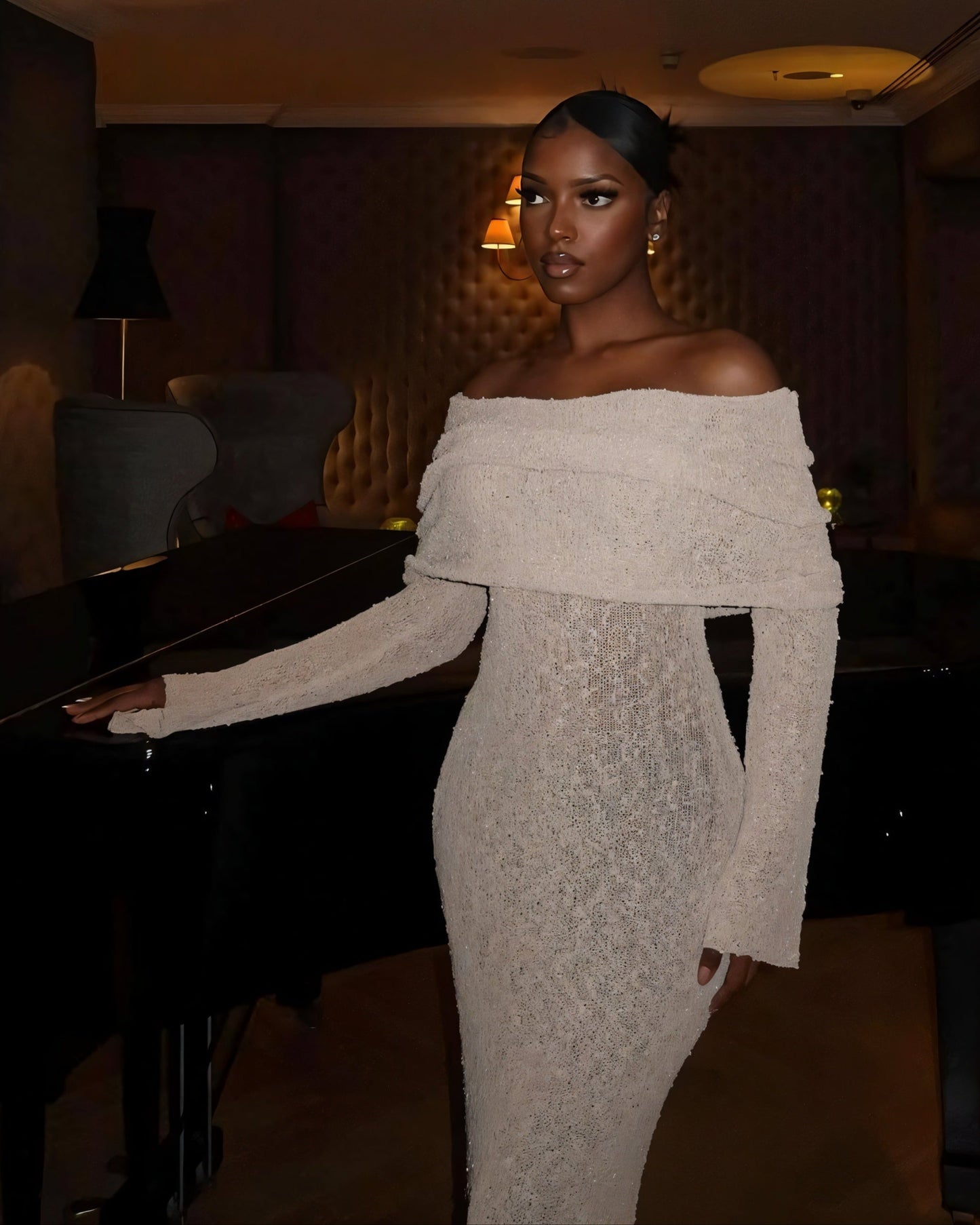 ANGELICA Knit Off-Shoulder Maxi Dress