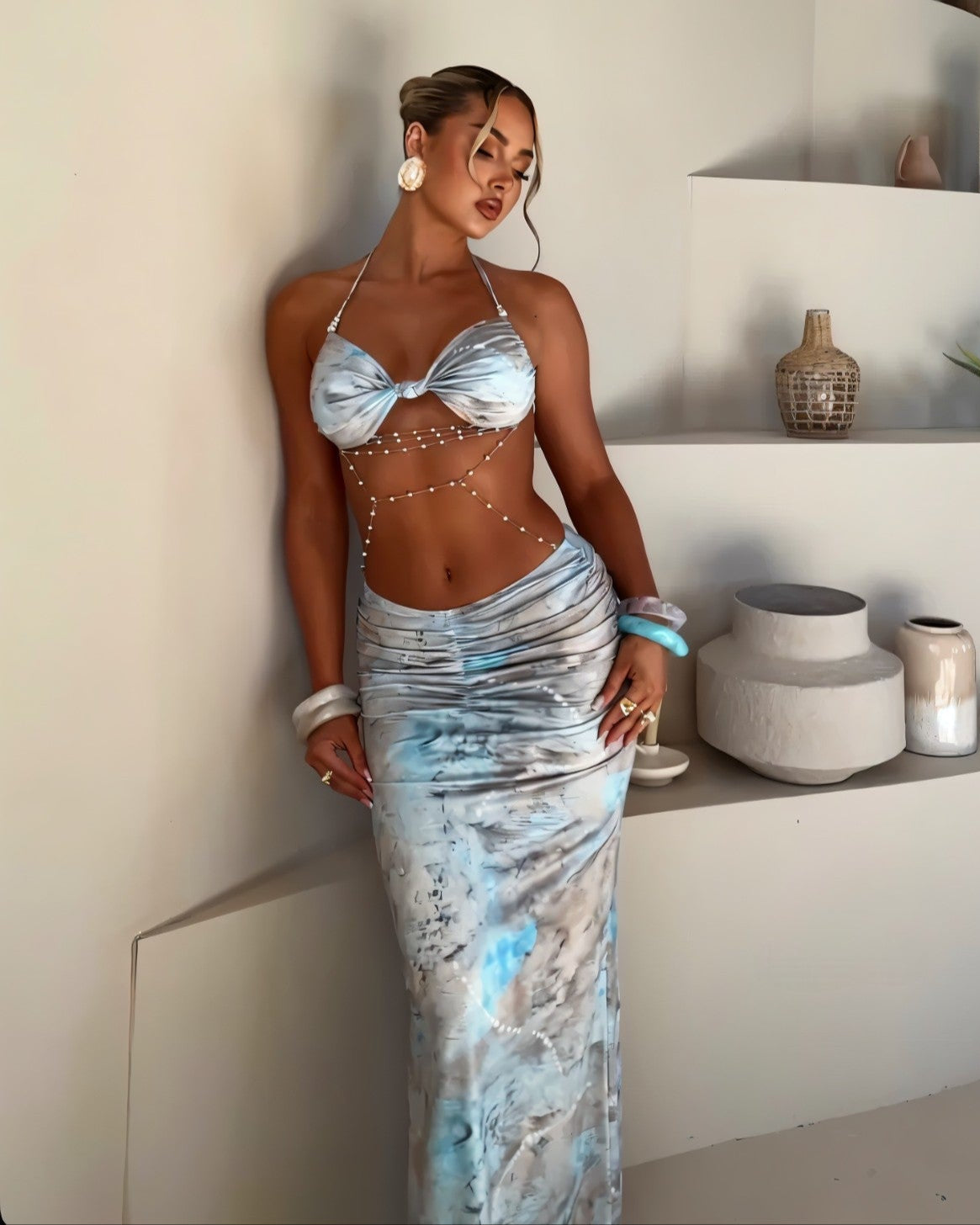 Zulema Chain Detail Cutout Maxi Dress