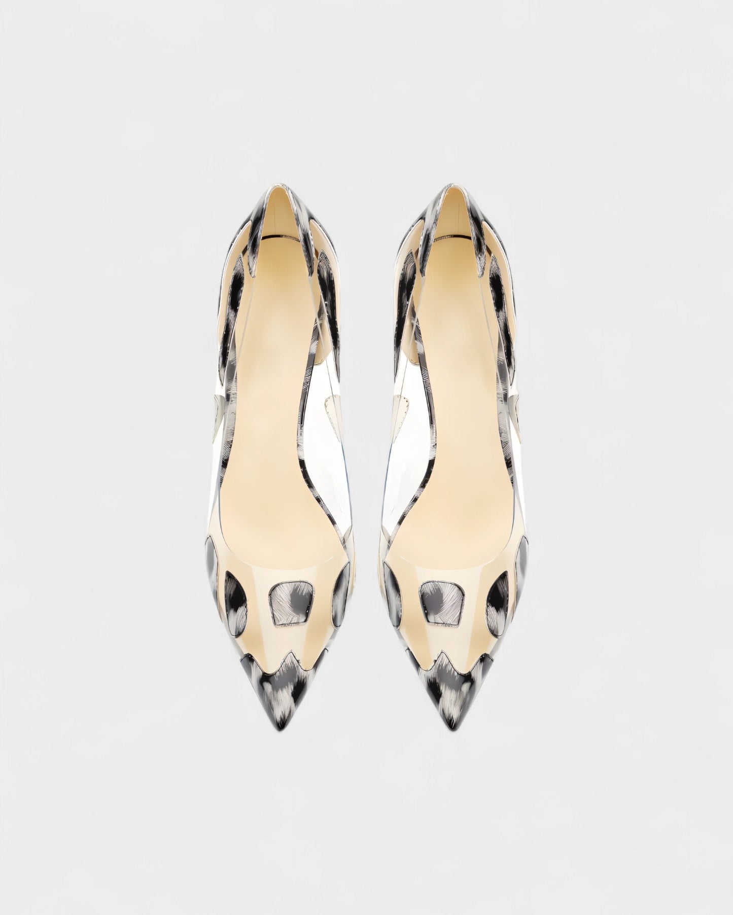 DALYA Transparent Pointed-Toe Leopard Heels