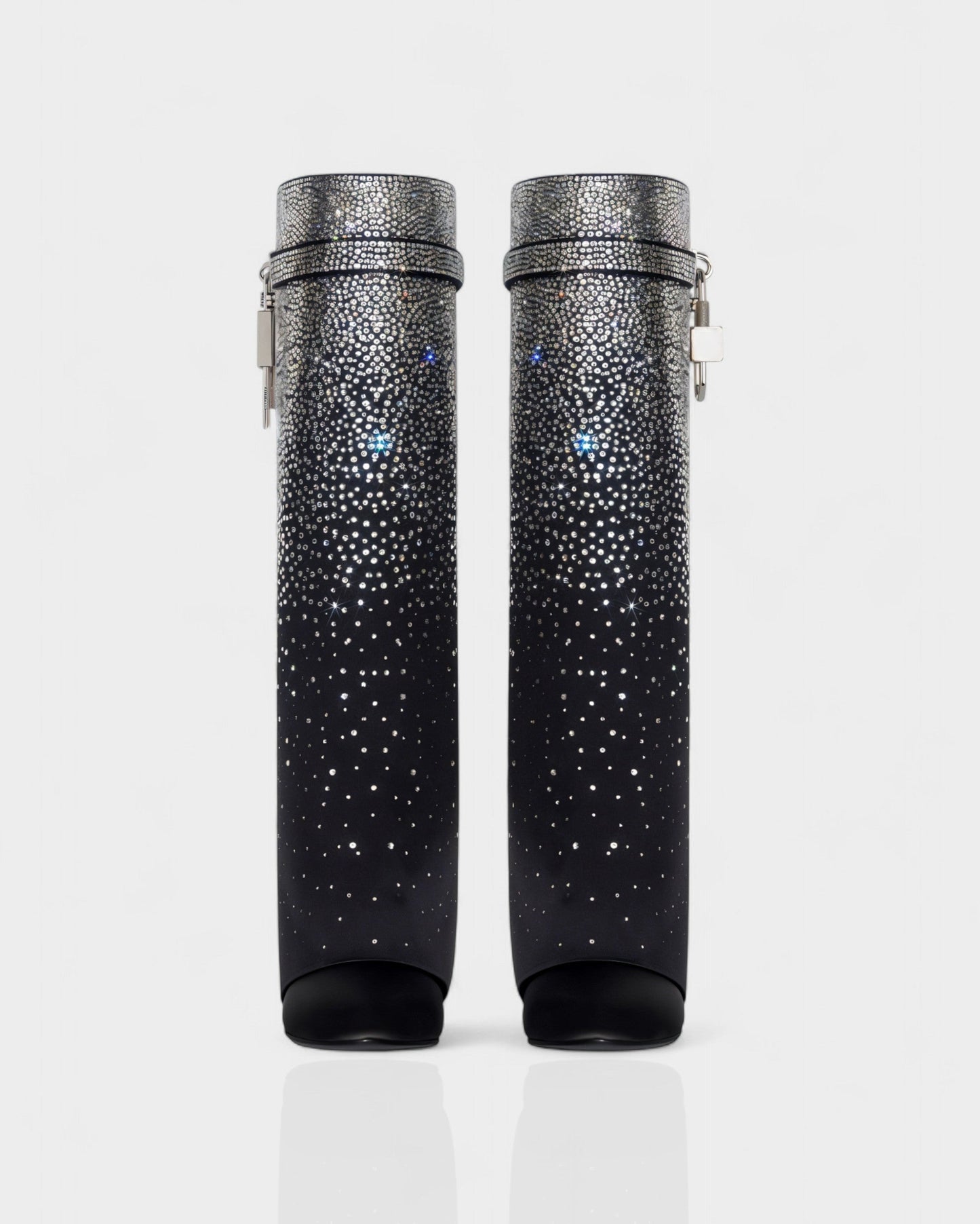 GALORA Allover Crystal Wedge Knee High Boots