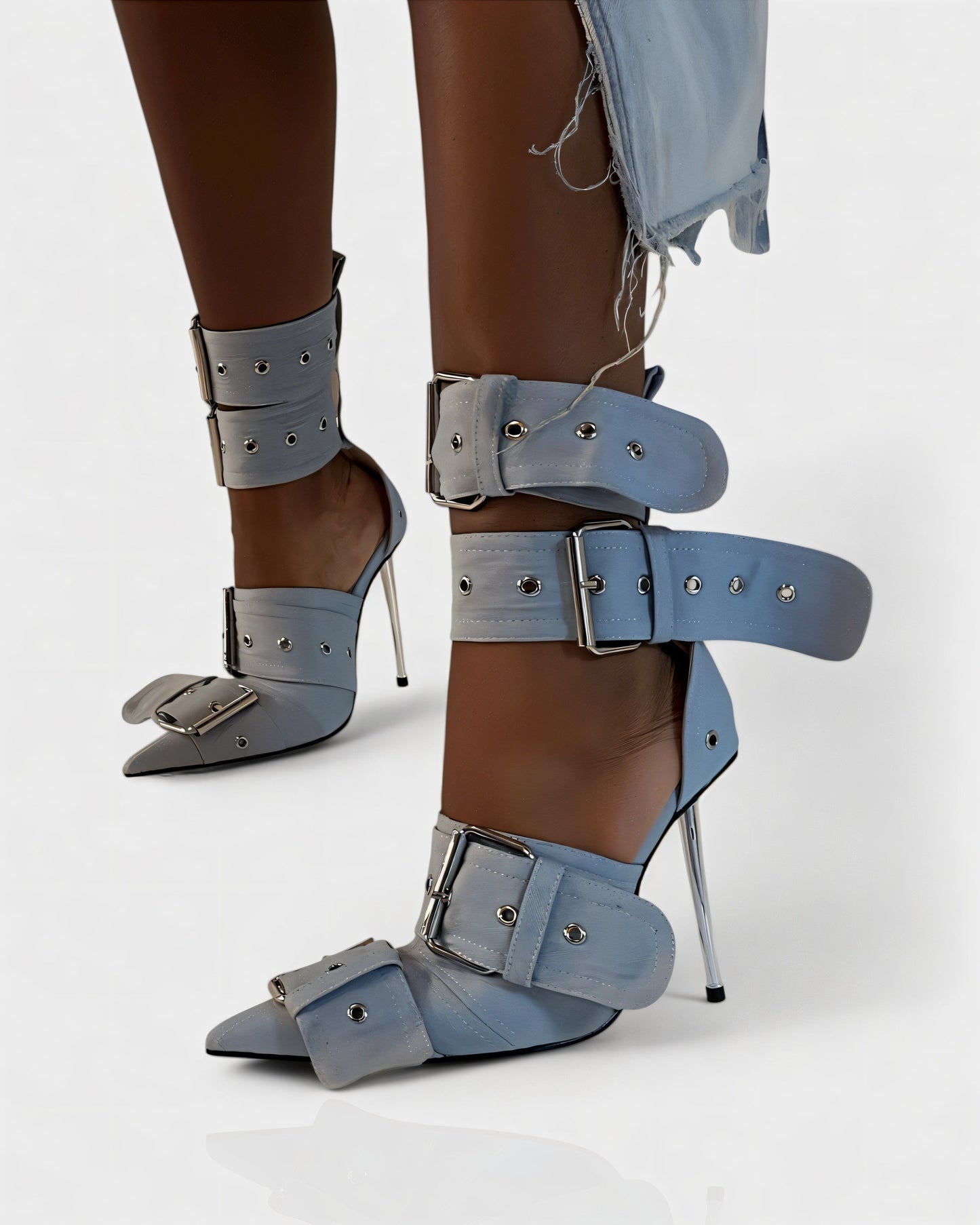 MARILYN Buckle Strap Pointed-Toe Stiletto Heels