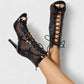 RAELLA Sheer Panel High Heel Ankle Boots