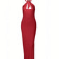 ALYSSA Halter Neck Slim Maxi Dress