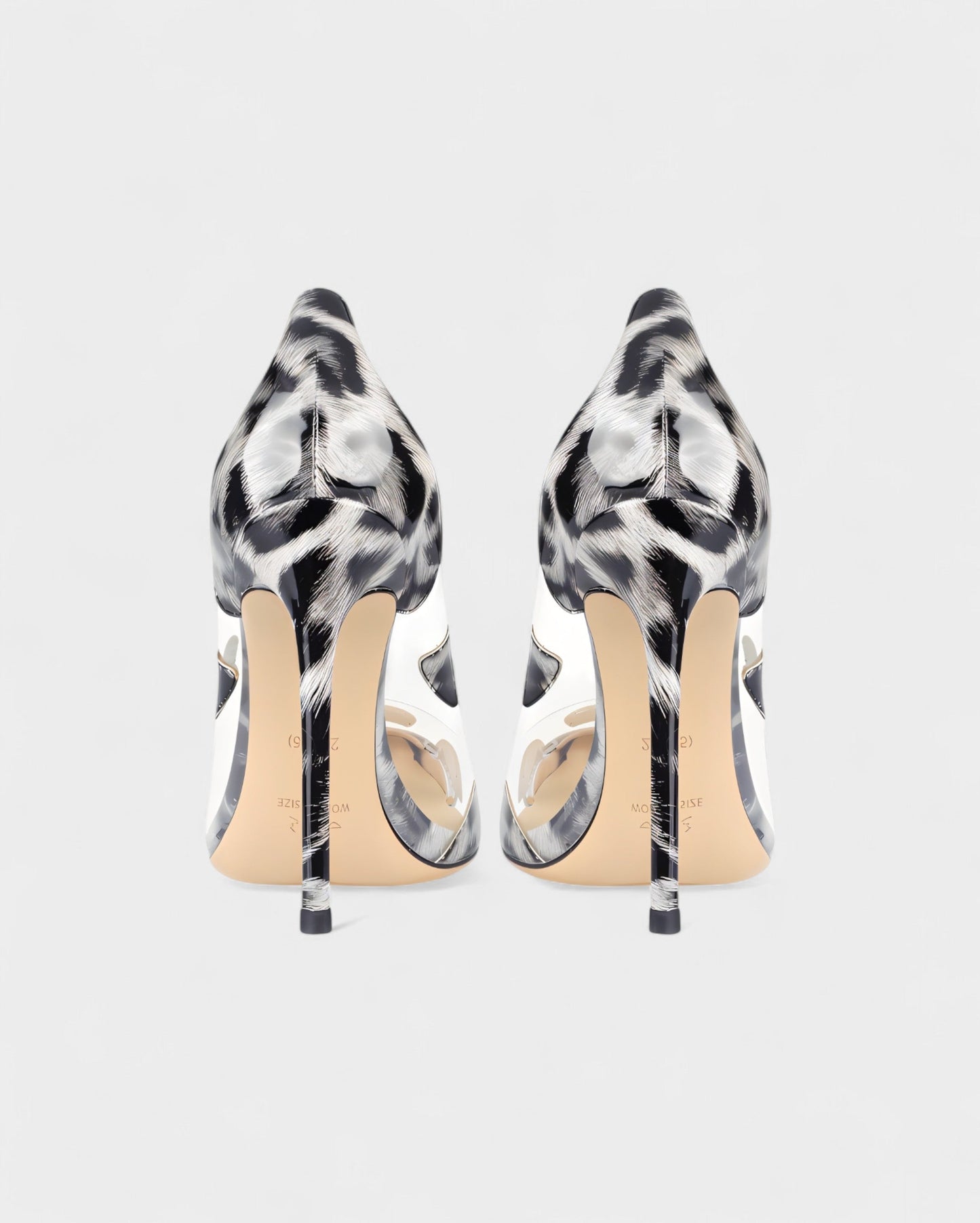 DALYA Transparent Pointed-Toe Leopard Heels