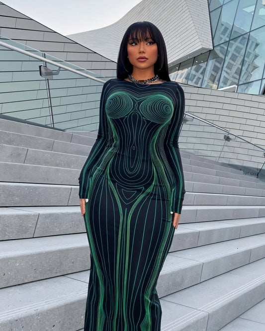 CARLA Backless Slim Round Neck Maxi Dress