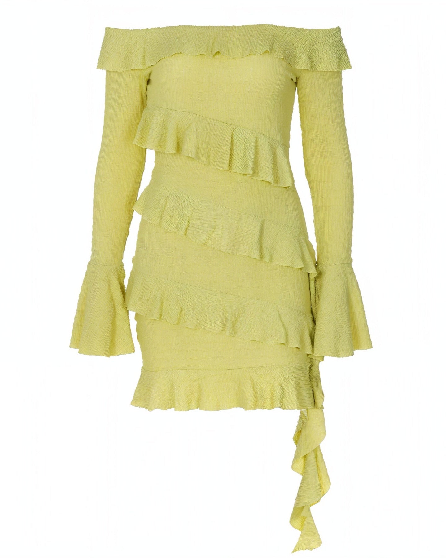 JANINE Ruffled Off Shoulder Mini Dress