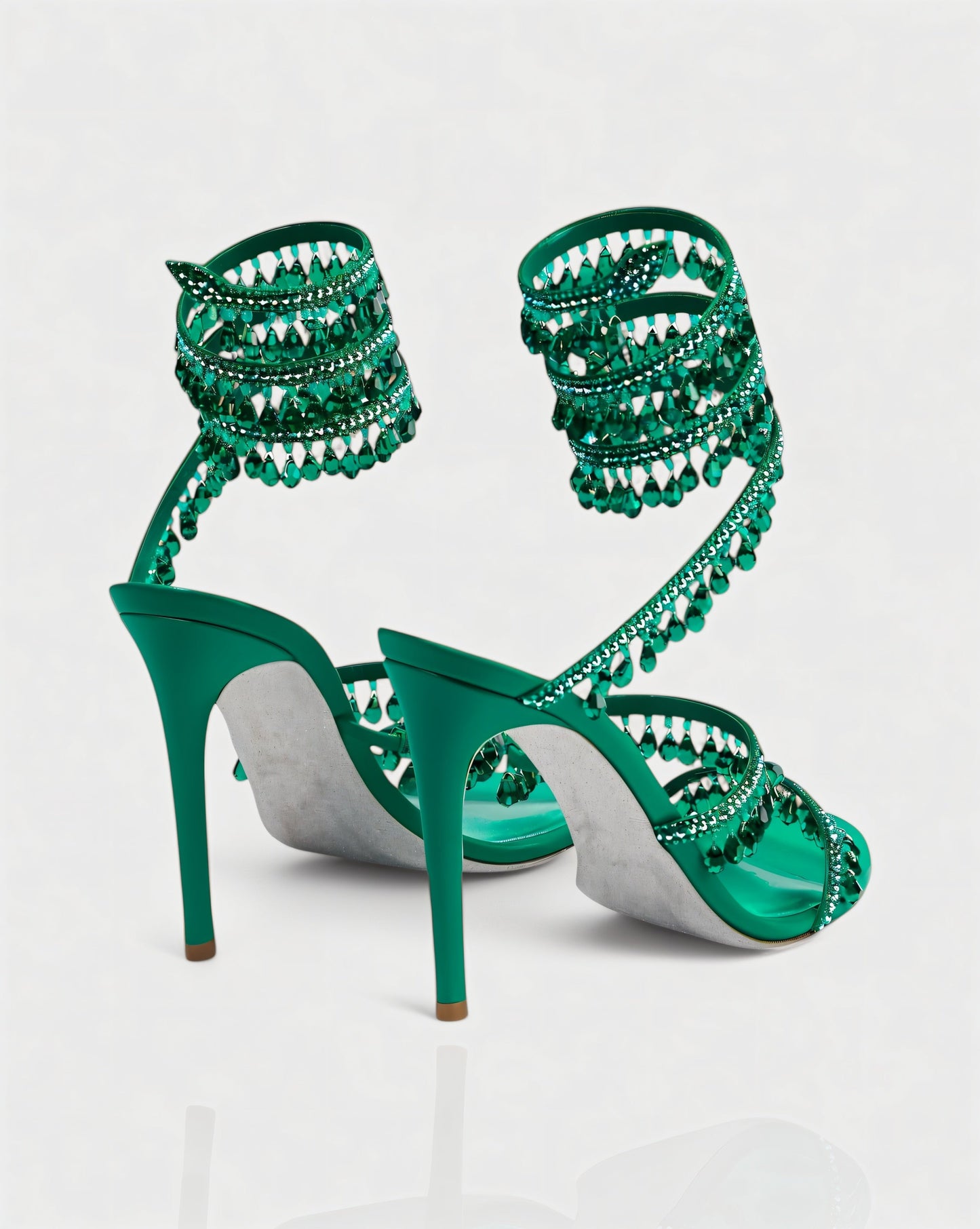 ALYRA Rhinestone Tassel Ankle-Wrap High Heels