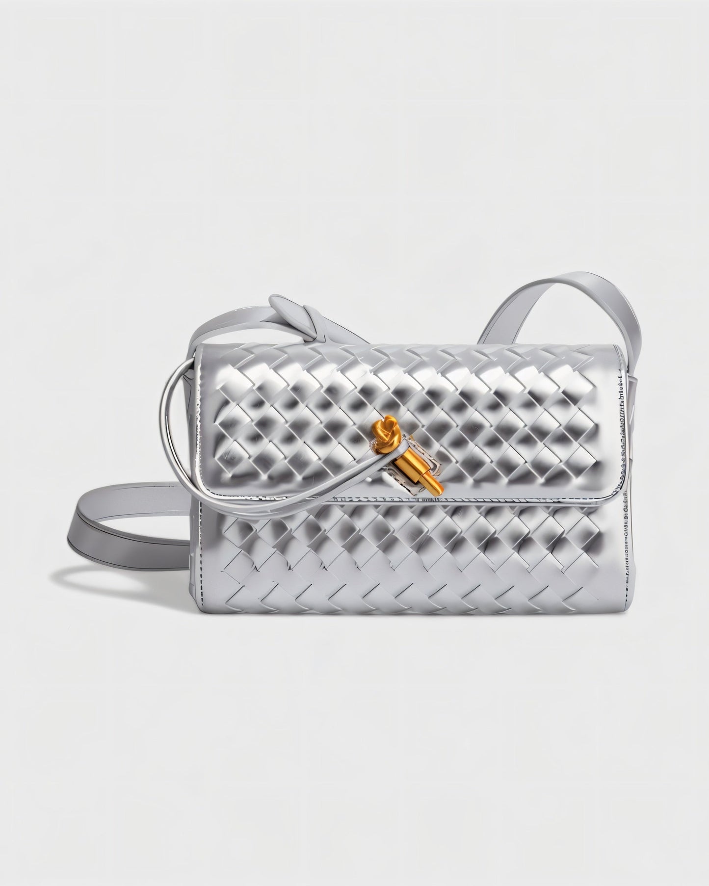 CLEO Mini Woven Gold Lock Accent Shoulder Bag