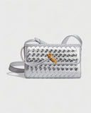 CLEO Mini Woven Gold Lock Accent Shoulder Bag