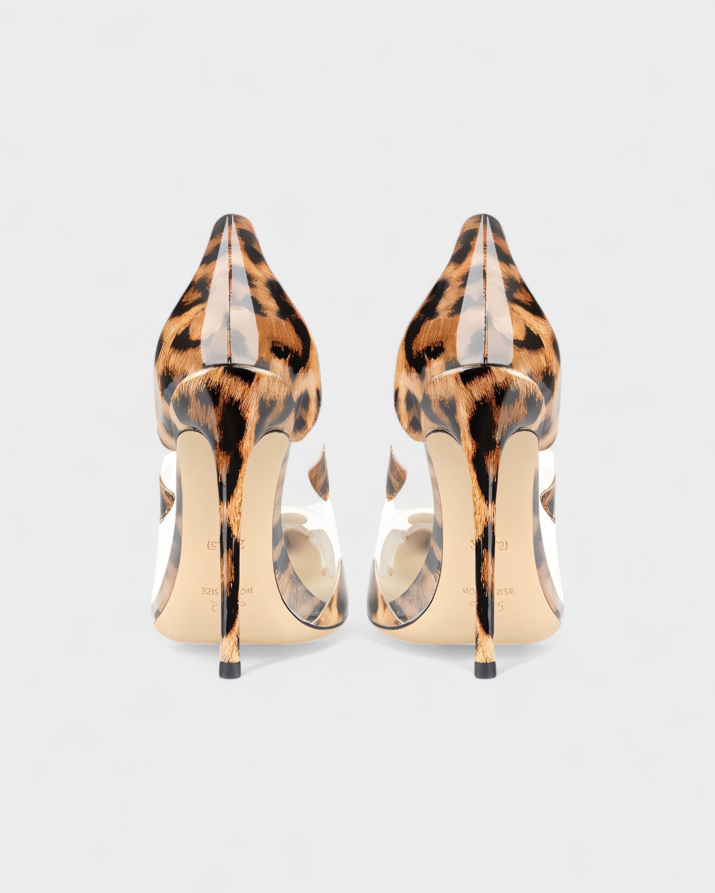 DALYA Transparent Pointed-Toe Leopard Heels