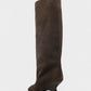 HELIRA Peep Toe Wedge Knee High Boots