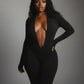 VEYONA Plunge Neck Long Sleeve Jumpsuit