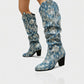 DIANNE Sequin Floral Denim Cowboy Boots