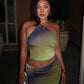 ZORINA Asymmetrical Halter Top & Skirt Set