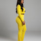 MARJORIE 3-Piece Zip Up Top & Flare Pants Set