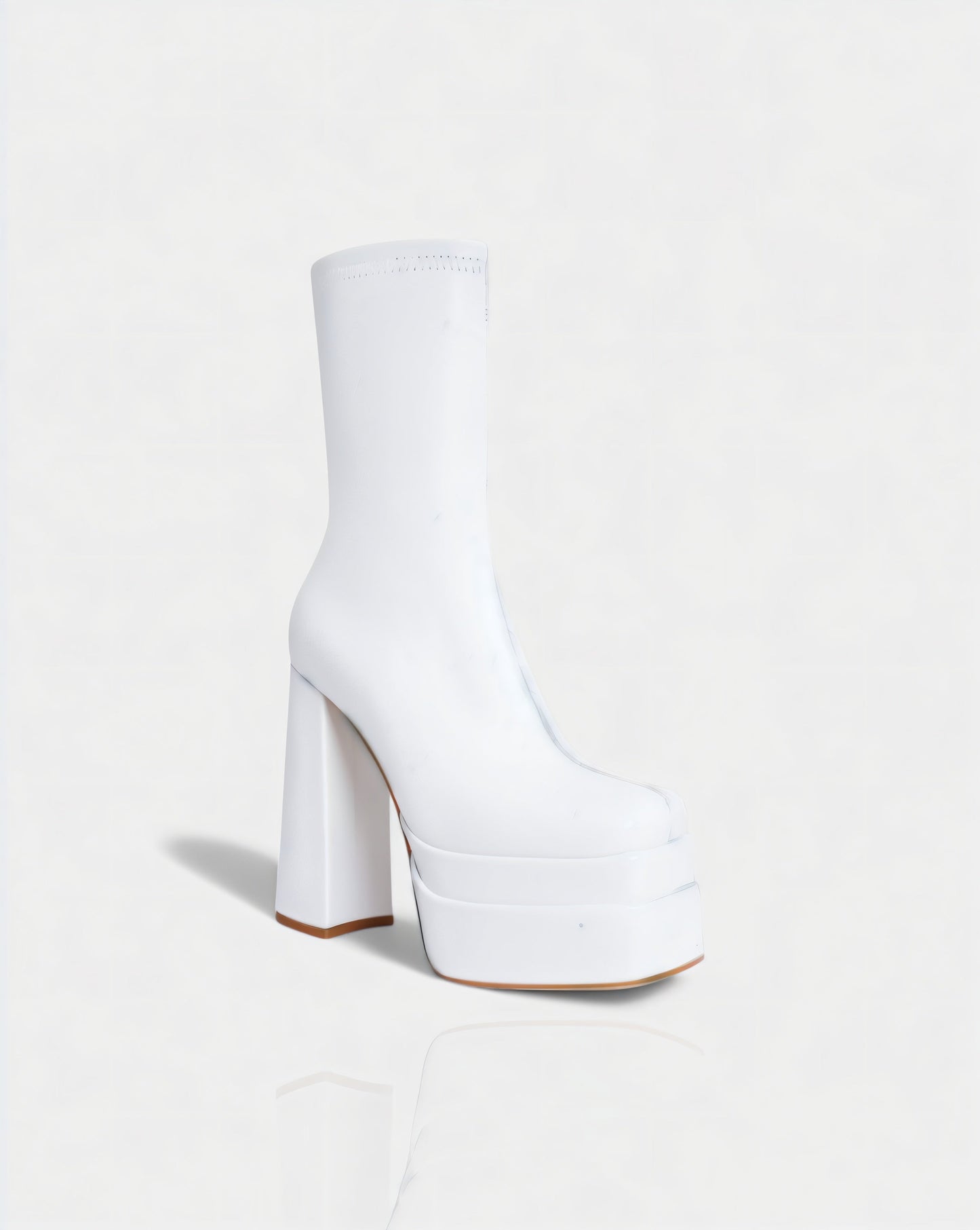 SOREYA Thick Heel Faux Leather Boots