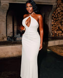 ELVIRA Halter Ruched Maxi Dress