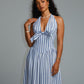 FENICIA Striped Halter Midi Dress