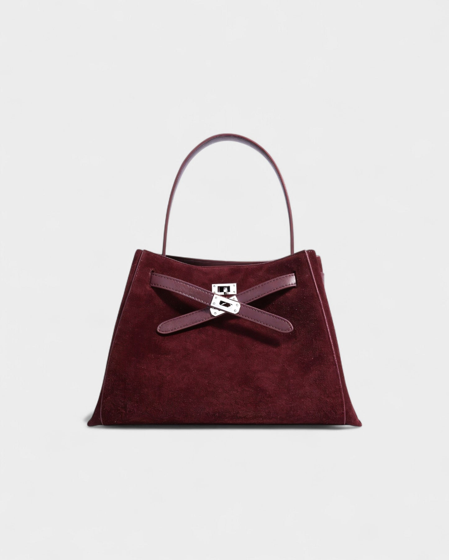 SOLARA Faux Suede Buckle Strap Tote Bag