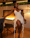 YARA 3D Flower Ruffle Hem Mini Dress