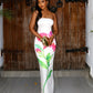 PORTIA Strapless Flower Print Maxi Dress