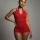 JEYNE Backless Halter Sleeveless Romper