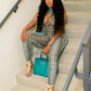 KENZIE Snakeskin Cut-Out Jumpsuit