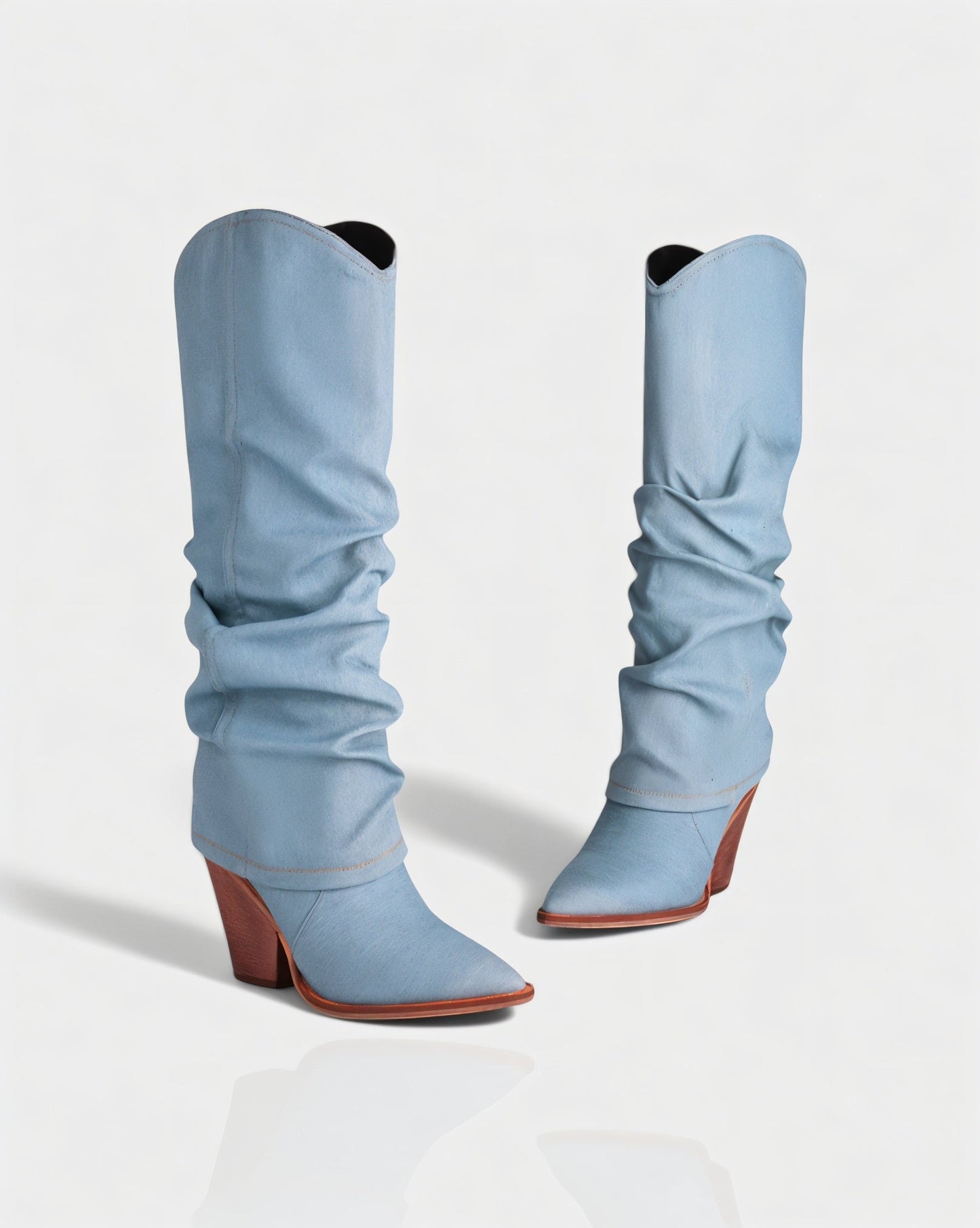 BETTY Denim Pointed Toe Slouchy Cowboy Boots