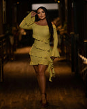 JANINE Ruffled Off Shoulder Mini Dress