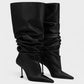 BELLARA Faux Leather Slouchy Pointed Toe Stiletto Boots