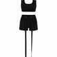 CRISANTA Buckle Strap Crop Top & Tie-Detail Shorts