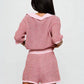 OLENNA Striped Knit Oversized Top &  Drawstring Short Set