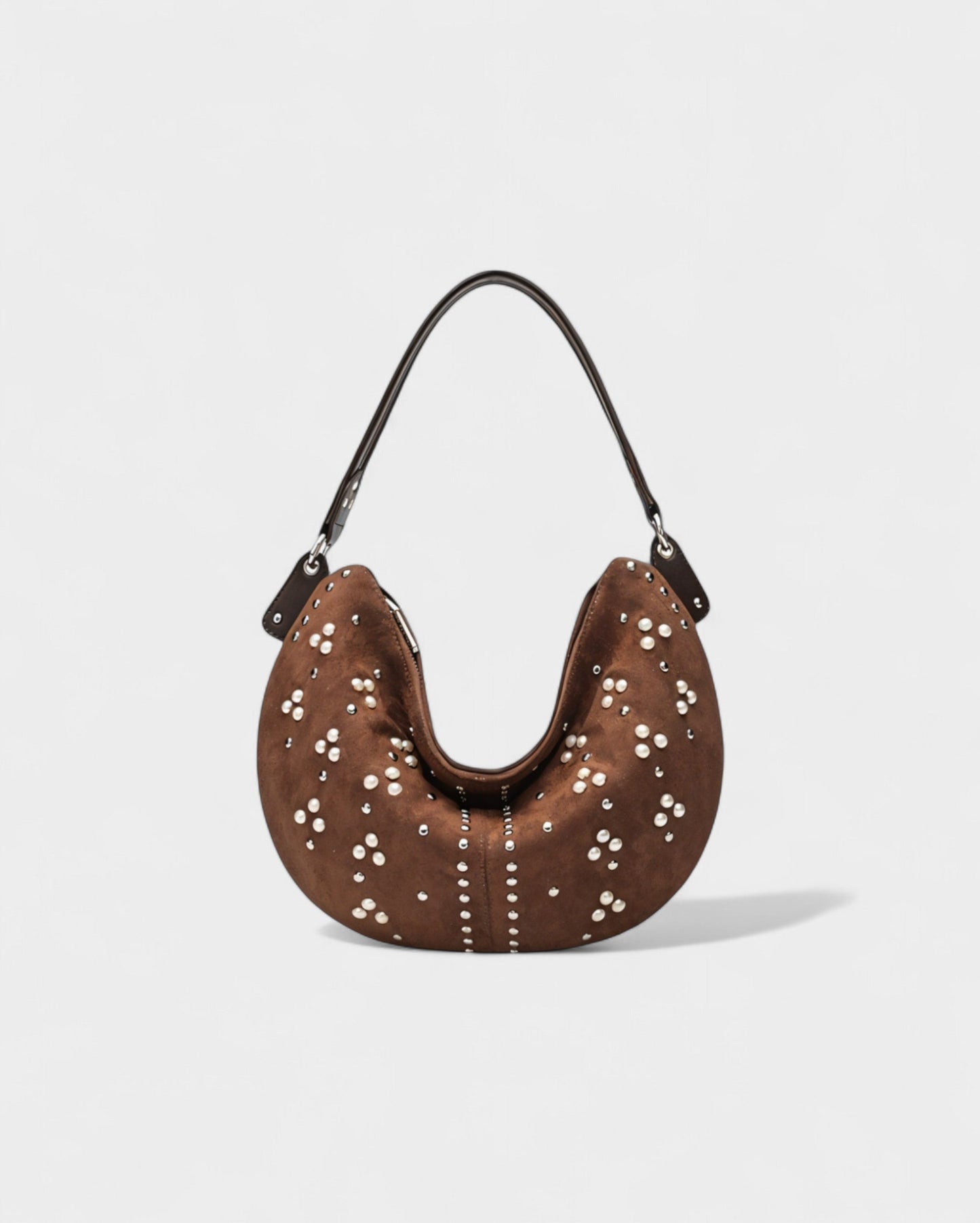 CORINA Studded Suede Shoulder Bag
