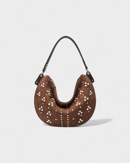 CORINA Studded Suede Shoulder Bag