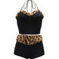JENNY Leopard Fur Trim Top & Shorts Set