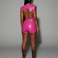 ANGELA Faux Leather Backless Romper