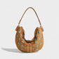 MADIE Turquoise Embellished Brown Suede Hobo Bag