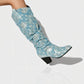 DIANNE Sequin Floral Denim Cowboy Boots