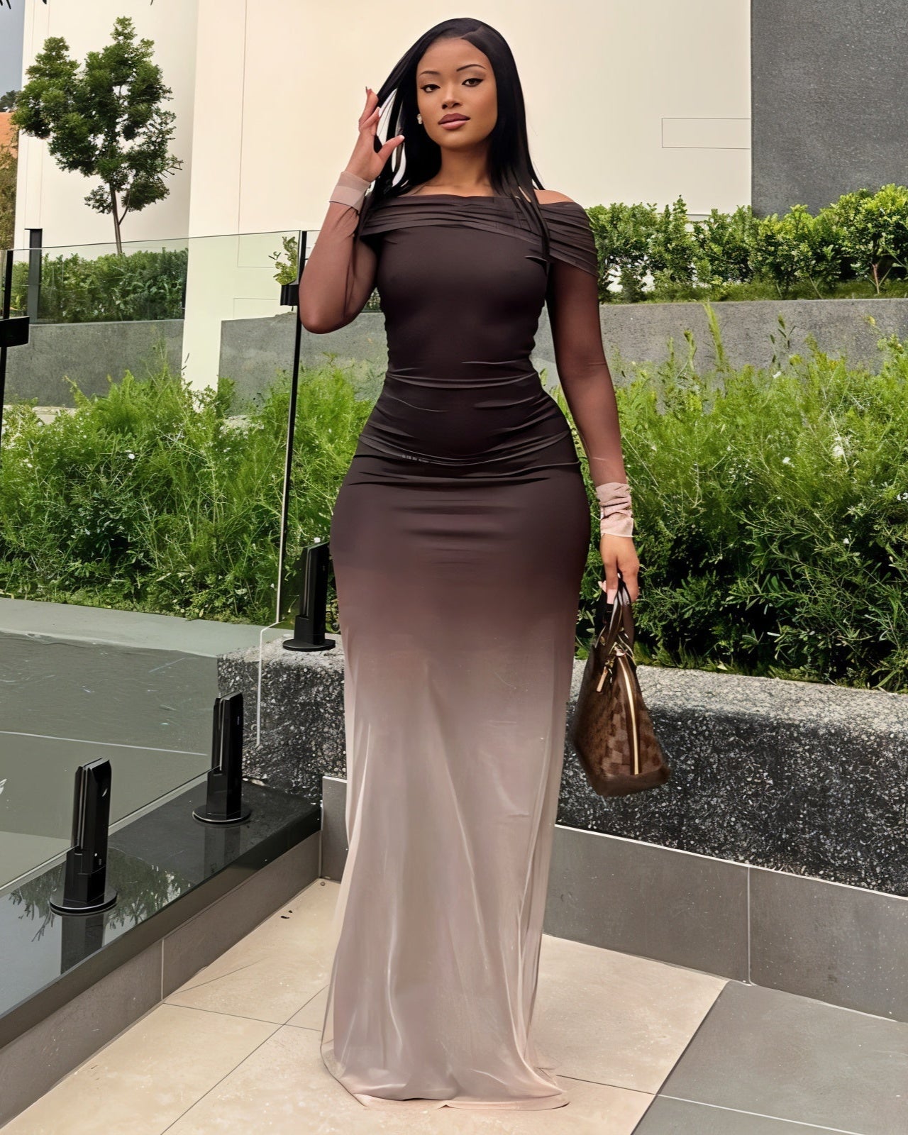 TANYA Off-shoulder Long Sleeve Maxi Dress