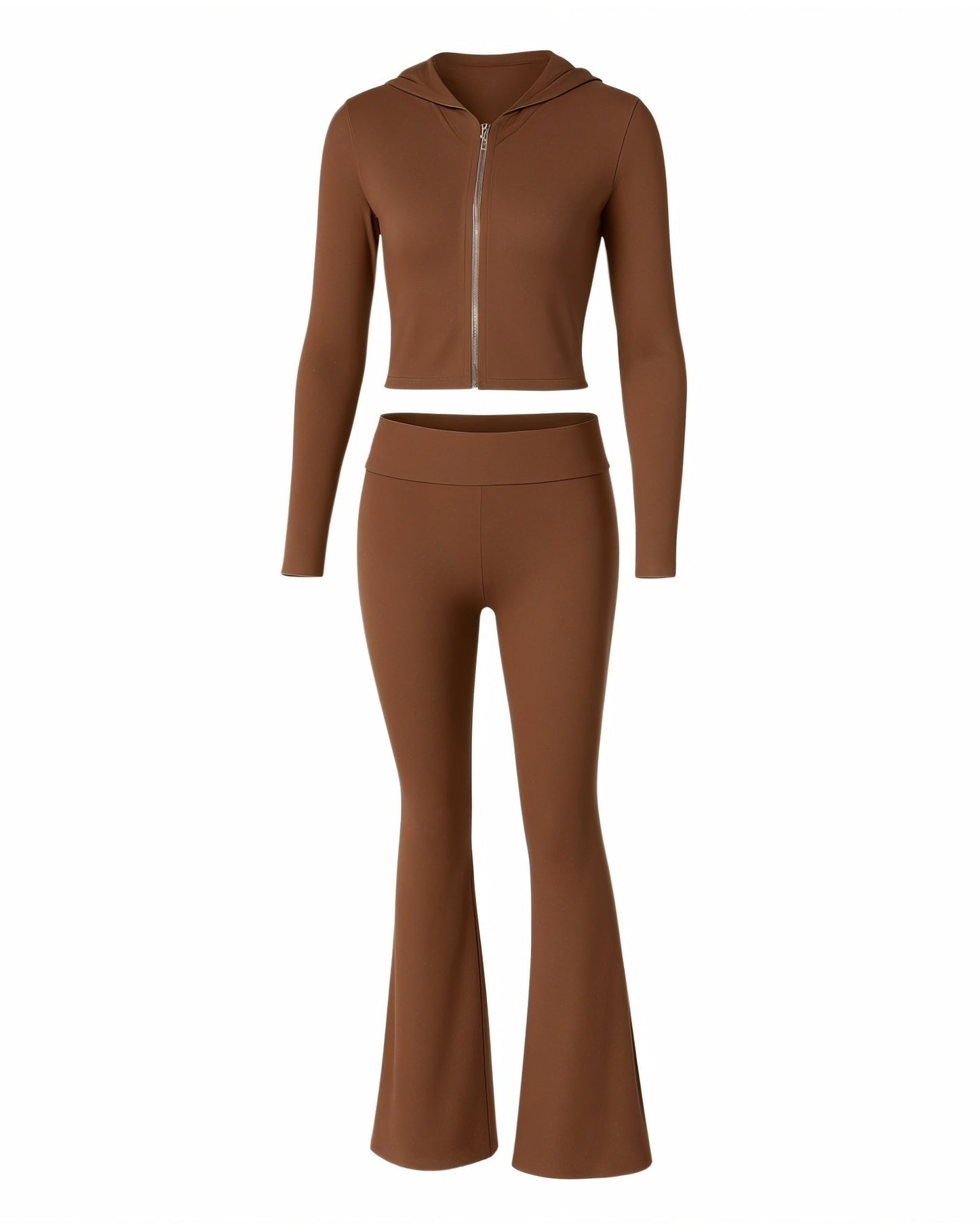 RAINY Zip-Up Hoodie and Flare Pants Set