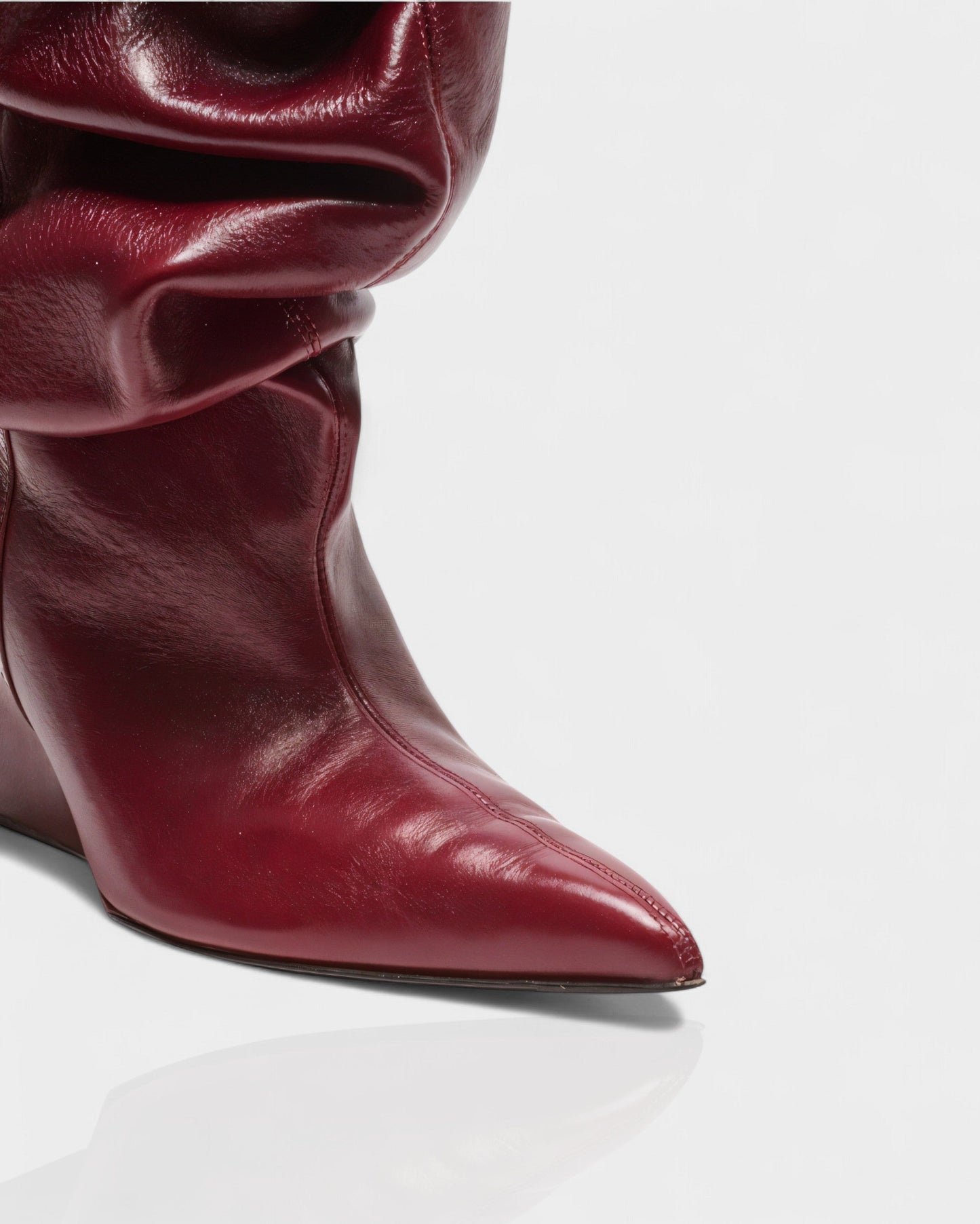 IRELLE Slouchy Faux Leather Pointed Wedge Heel Boots