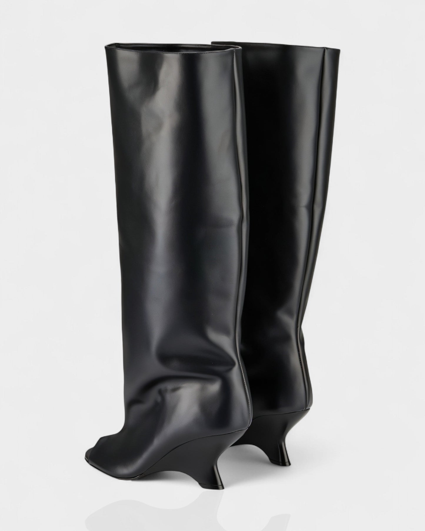 HELIRA Peep Toe Wedge Knee High Boots