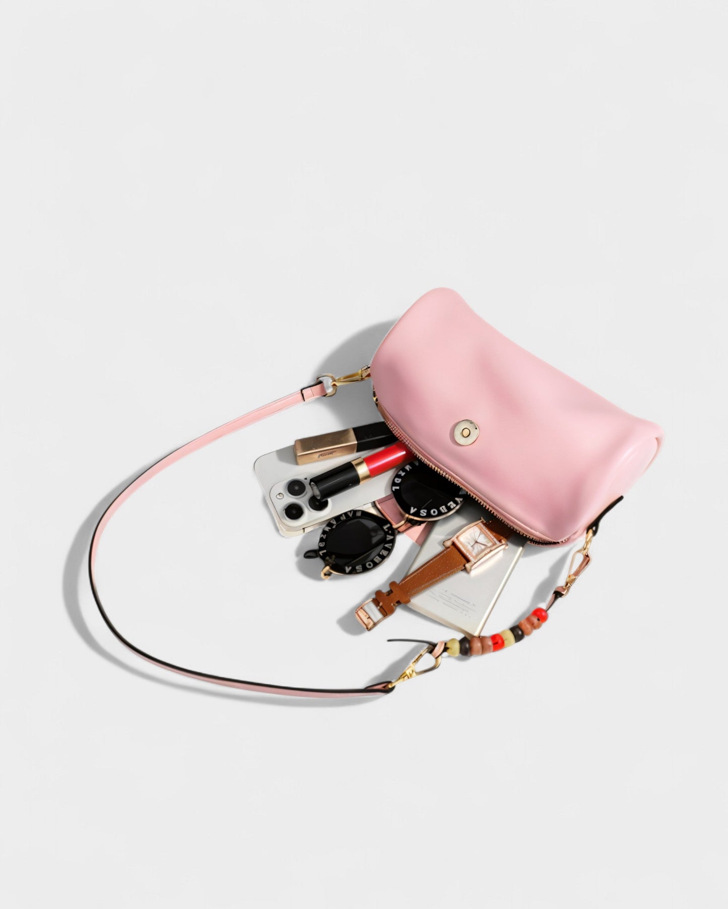 MIRNA Cylinder Bag with Beaded Charm Strap
