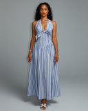FENICIA Striped Halter Midi Dress