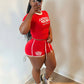 MERRYN Graphic Print Crop Top & Shorts Set