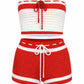 BELLE Striped Crochet Knit Top & Short Set