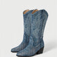 ALIANA Embroidered Denim Cowboy Boots
