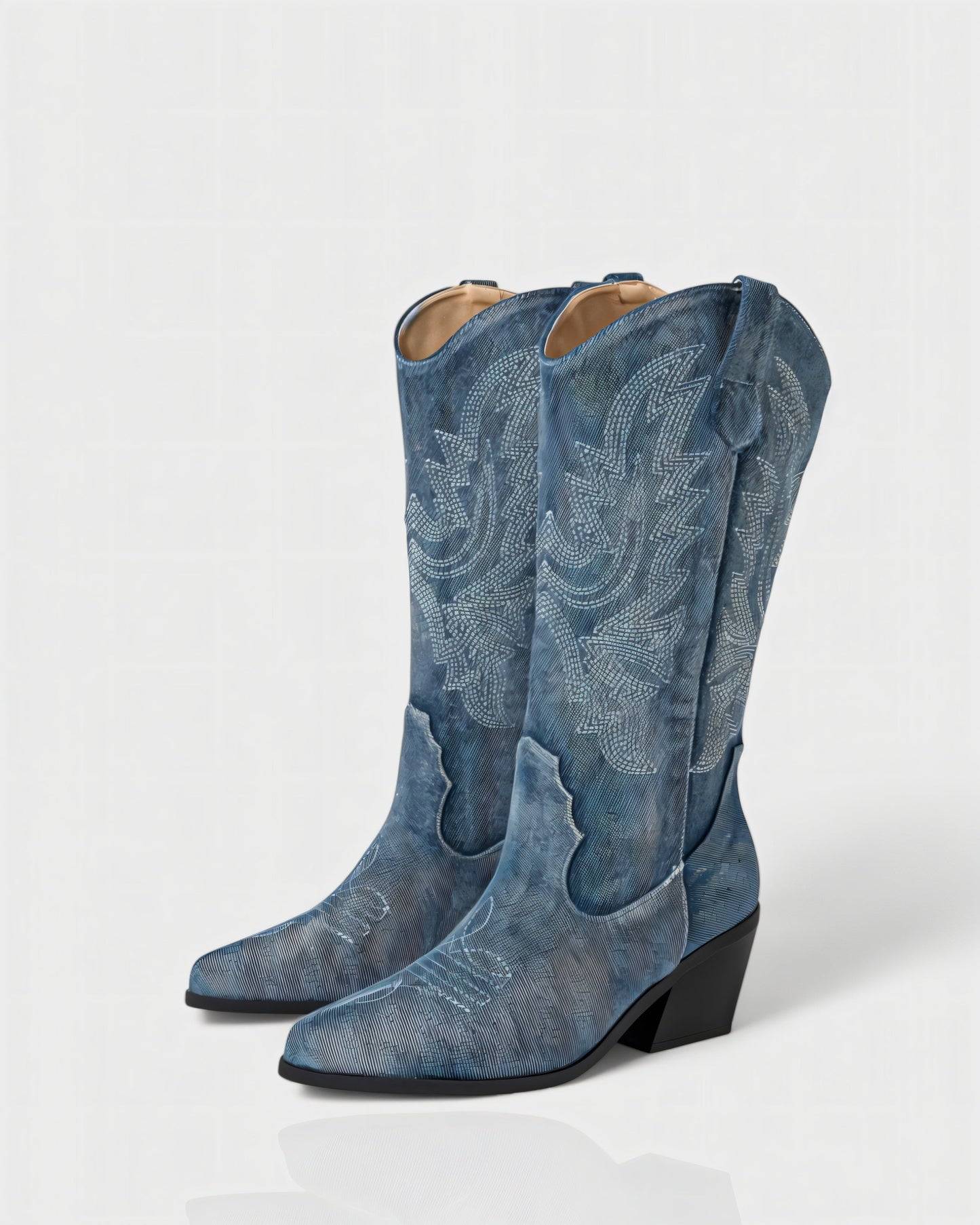 ALIANA Embroidered Denim Cowboy Boots